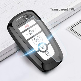 ELOHEI Funda protectora de TPU suave para llavero de Ford Fusion F150 F250 F350 F450 F550 Edge Explorer Escape Mustang - Entrada remota sin llave (negro)