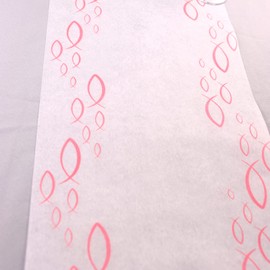 HOECMRHP Fish Table Runner Fleece (28 cm x 6 m) for Boys and Girls Communion Confirmation Christening (White/Pink)