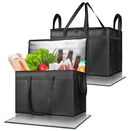 Micanlo Insulated Food Delivery Bag, Commercial Grade Pizza Carrier for Hot and Cold Food, Large Reusable Catering Cooler Bag 22x15x14, Pizza Delivery Box for Uber Eats, Doordash Essentials