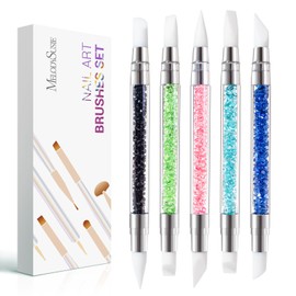 MelodySusie 5 Pcs Nail Art Sculpture Pen Acrylic Dual Tipped Brushes for Resin Nail Art Tools for Design Nail Foil Carving Drawing Effect Shaping Drawing Nail Tools for Home Salon