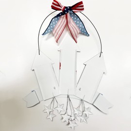 YUMBOR Metal Hanging Americana Fireworks Sign Patriotic Wall Decor American Flag Hanging Metal Star Wreath 4th July Garden Yard Signs Independence Day Indoor Outdoor Wall Decorations