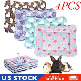 4Pcs Waterproof Guinea Pig Bed Mat Animal Pee Pad Plush Cage Liners Dog Cat Mat