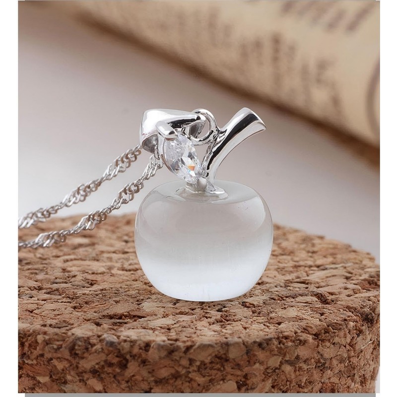 YTDYTD Cat Eye Stone Apple Pendant Necklace Pink White Gold
