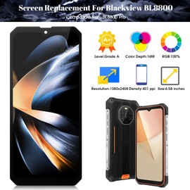 for Blackview BL8800/BL8800 Pro Screen Replacement for Blackview BL8800 LCD Display for Blackview BL8800 Pro Digitizer Touch Screen Assembly Repair Parts Black(Without Frame