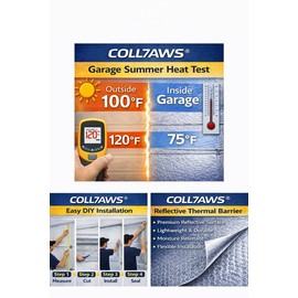 Garage Door Insulation Kit Reflective Foam Thermal Barrier 24IN x 18ft Roll Double Car Garage Energy Saving by COLL7AWS