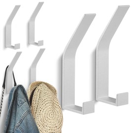 Kssvzz Coat Hooks Wall Mounted 6Pcs, Double Wall Hooks Design for Jackets, Coats, Scarves, Towel, Handbags and More- Ideal for Entryway, Hallway, Kitchen, Bathroom, Bedroom (Silver)