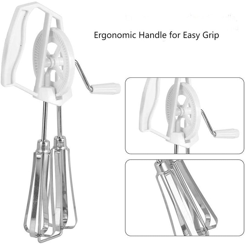 VIFER Rotary Hand Whisk Stainless Steel Hand-Held Egg Beater Manual
