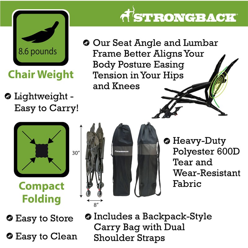 STRONGBACK Beach Chairs - Low Gravity Recliner 2.0 Portable Beach