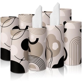 Tatuo 8 Pack Car Tissues Cylinder Holder with 3 Ply Facial Bulk Boho Round Tissue Holder Travel Tissues Boxes Container for Car Cup Wedding Gifts Home Bathroom Office (Classic)
