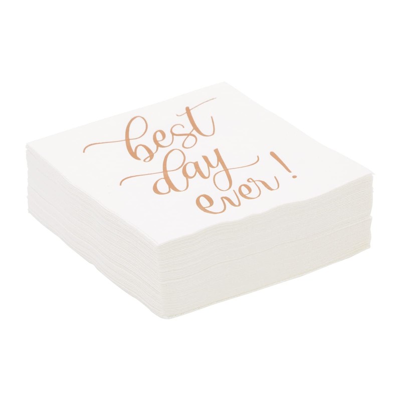 50-Pack Best Day Ever Napkins - Disposable Napkins for Wedding