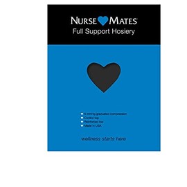 Nurse Mates Graduated Compression Full Support Pantyhose | 6 mmHg | Reduce Leg Fatigue | Re-Inforced Toes | 1 Pair | Jet Black Size A