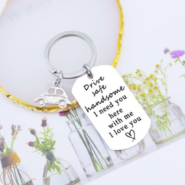 OEHEDOU Drive Safe Keychain For Boyfriend Him I Love You Gifts For Him Husband Boyfriend Romantic Husband Romantic Birthday Gifts For Boyfriend Gift Valentine's Day Couple Gifts For Him