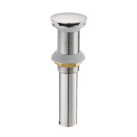 BWE Chrome Pop Up Sink Drain Fits Bathroom Standard Sink Hole 1-1/2" to 1-3/4"Bathroom Faucet Vessel Vanity Sink Drain Stopper Without Overflow