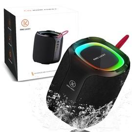 IPX7 waterproof portable outdoor Bluetooth speaker with 20W stereo sound, active extra bass, multi-color lights, and 5-10 hours playtime. Smartphone Audio