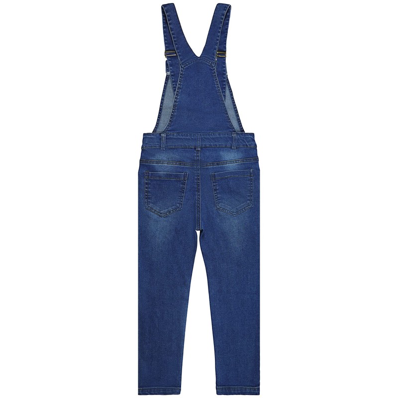 KIDSCOOL SPACE Girls Boys Ripped Denim Overalls Washed Distressed Denim