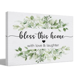 BIWSHA Bless This Home Wall Art Prints Decor for Religious Home Bedroom Bathroom,Family Themed Art Decor 14x11 Inch,Housewarming Gifts,New Home Owner Gift