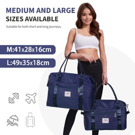 FIORETTO Women's Travel Bag, Sports Bag, Hand Luggage, Weekender Bag, Swimming Bag, Waterproof Travel Bag, Duffle Bag, Fitness Bag, Training Bag for Women, navy blue, 风格