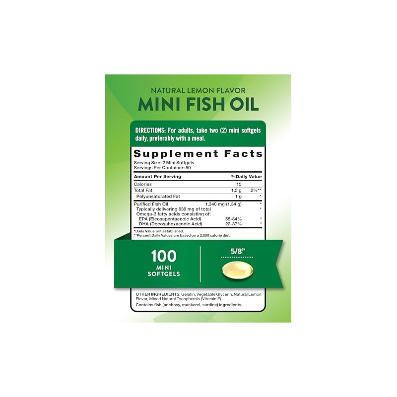 Natures Truth Mini Fish Oil Omega 3 Lemon Flavor 100