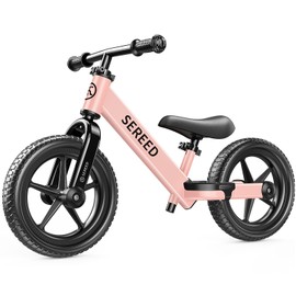 SEREED Toddler Balance Bike 2 Year Old, No Pedal Kids Bicycle Toys for 2-5 Years Old, Tool-Free Adjustment, Customize Plate with Stickers, Gift for 2-3 Boys Girls (Pink)