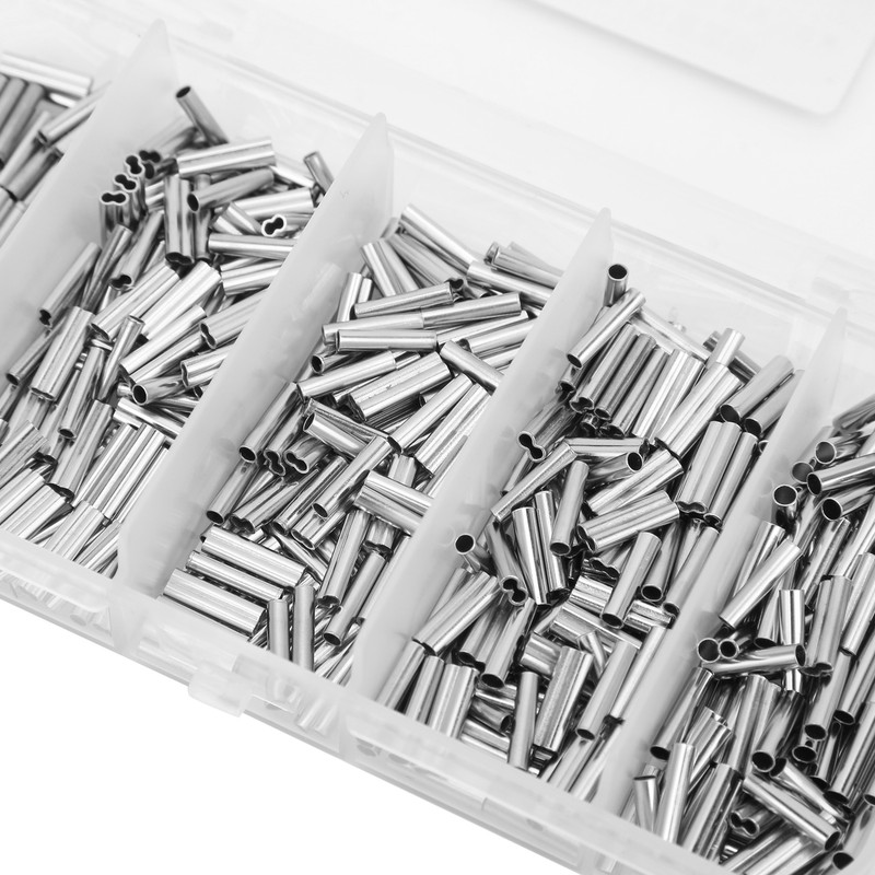 500PCS Single Double Barrel Crimping Sleeve Fishing Line Wire Leader