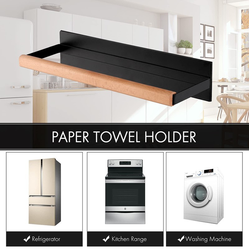 KES KPH502MA-BK Magnetic Kitchen Roll Holder for Fridge Kitchen Paper