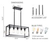 Lanhall 5-Light Kitchen Light Fixtures Black Farmhouse Chandelier Rectangular Dining