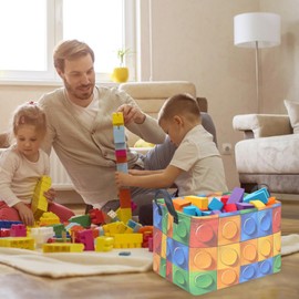 FXOLCSHE Building brick Basket,Building block book storage box,Laundry hamper,Waterproof foldable Kid's laundry basket,nursery basket,Shelf basket,Baby Room decor(Building block)