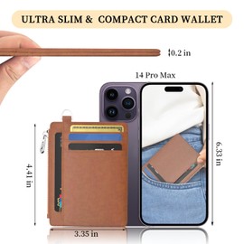 Hancynir Slim Wallet Women Credit Card Holder Minimalist Brown Vintage RFID Small Mini Card Case Front Pocket PU Leather Thin Travel Zipper Coin Cash ID Window Girls Wallet Gifts