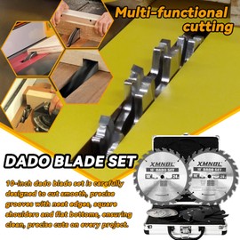 Xmnbl 10'' Stacking Dado Blade Set, Compatible with 10 Inch Table Saw, Grooves from 1/4" to 13/16" Inch,24-Tooth, 5/8-Inch Arbor, 14 Pieces