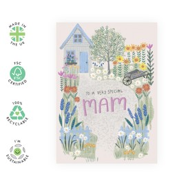 CENTRAL 23 Mam Birthday Card For Her - To A Special Mam - Pretty Floral Greeting Cards For Mom Mother Women Female - Gifts For Mothers Day - Pink Pastel Flower Garden - Comes With Fun Stickers