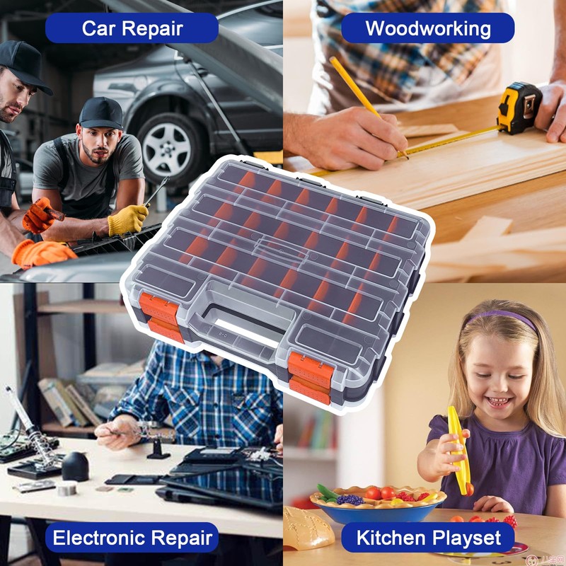 Tools Organizer Box Small Parts Storage Box 50-Compartment Double Side