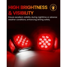 ASNOO Submersible Trailer LED Light Kit - 2x Square Stop/Turn/Tail/Brake/License Plate Lights, 14.25" Tail Brake Light Bar, 6x Mini Marker Lights, 25ft Wiring Harness w/ 4-Pole Connector, Install Set