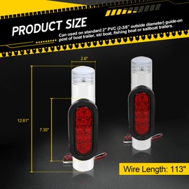 FSBCGT 2PCS Boat Trailer Guide on Post Pipe Light Set, IP67 Waterproof Boat Trailer Guide Pole Lights, 12V LED PVC Pipe Lights, Sealed Submersible Turn Signal Brake Marker