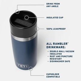 YETI Rambler 12 oz Travel Bottle, Stainless Steel, Vacuum Insulated with Leakproof Commuter Cap, White