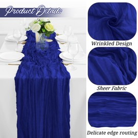 6Pack Royal Blue Cheesecloth Table Runner 35x120Inch Spring Easter Cheese Cloth Table Runner 10FT Boho Gauze Table Runners Rustic Sheer Table Runners for Wedding Bridal Shower Baby Shower Party Decor