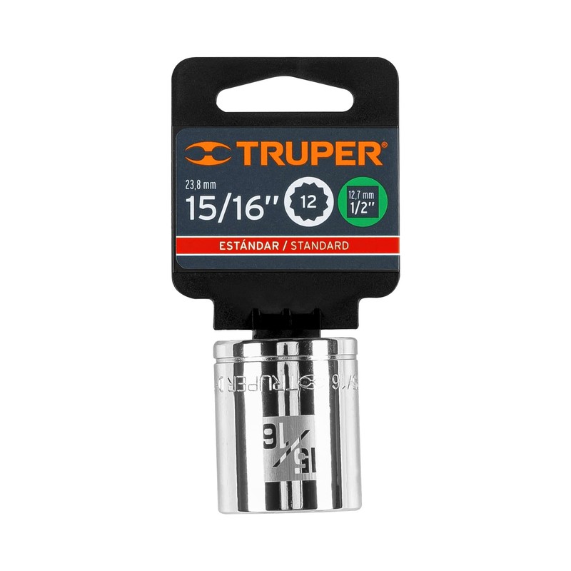 Truper D-1230, Dado de 12 puntas, cuadro 1/2" de 15/16"