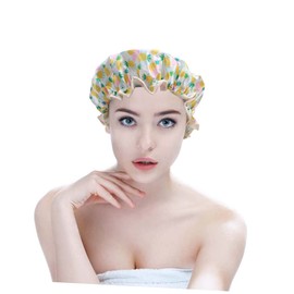 IWOWHERO 2pcs Shower Caps for Women Yellow Pineapple Printing Hair Protective Hats for Daily Use Durable Bathing Caps for Home and Salon Comfortable Elastic Design