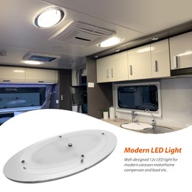 Dream Lighting 12volt DC RV Interior LED Oval Panel Light with Switch, Big Acrylic Ceiling Light Fixture - 3500K, with Memory, Blue & Warm White Lighting