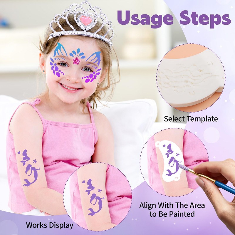 Bsenhe 58PCS Face Painting Kit, Includes 36 Reusable Facial Painting