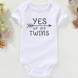 AIZFFZY Funny Twin Girls boy Baby Clothes Twin Baby Essentials Twin Baby Gifts Twins Baby Bodysuits White 3-6 months