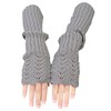 Novawo Scale Design Winter Warm Fingerless Gloves Knitted Long Arm