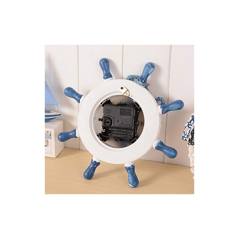 WINOMO Nautical Bathroom Accessories Wheel Wall Clock Mediterranean Style Silent