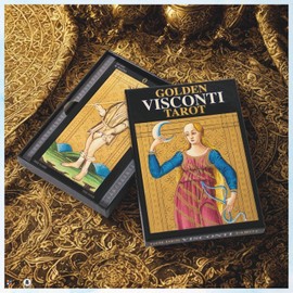 Tarot Cards, 22 Cards, Large Arcana, Tarot Divination, Golden Visconti Tarot, Hard Box, Japanese Instruction Manual Included (English Language Not Guaranteed)