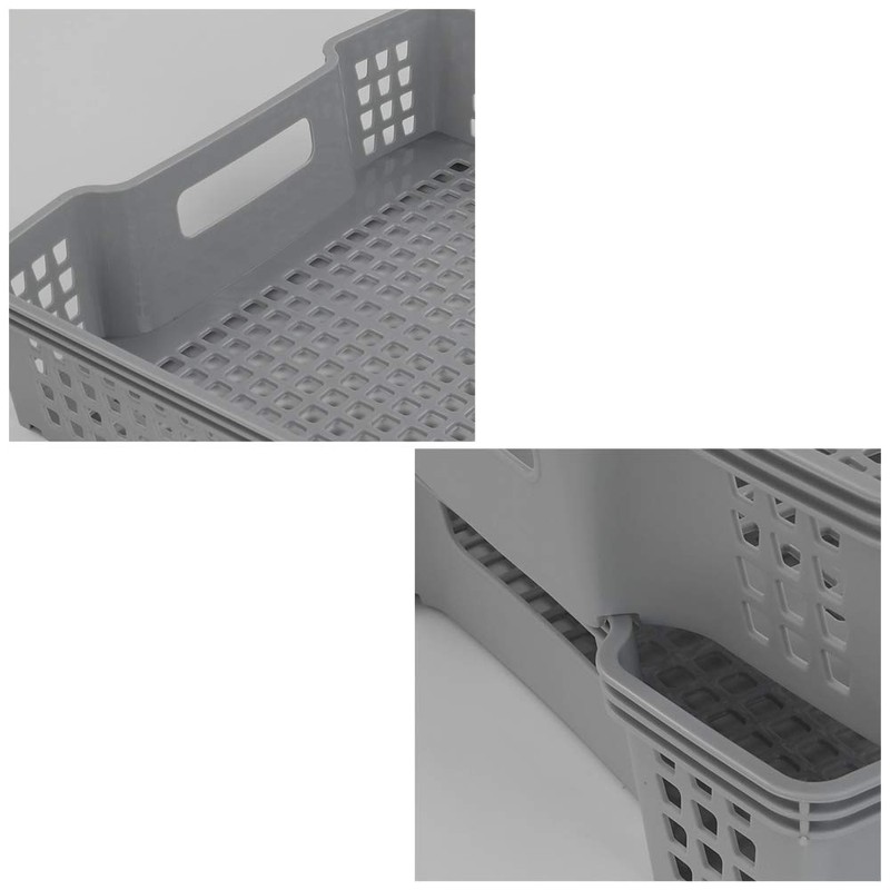 Ggbin Plastic Basket for Organizing, Grey Basket Trays, Set of