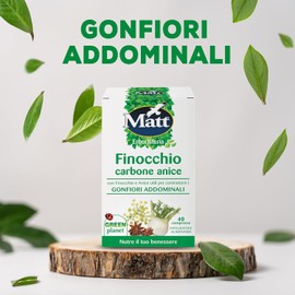 Matt, Finocchio Carbone Anice, Integratore Alimentare Utile per Contrastare i Gonfiori Addominali, Favorisce la Digestione, Confezione da 40 Compresse