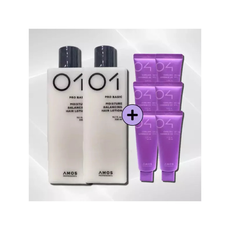 The Som [더샘]아모스 모이스처밸런싱 헤어로션300ml 2개+컬링 에센스 이엑스320ml(40mlx6개) The Same