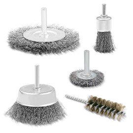 Tekenewbse Drahtbürste Set 5-teilig für Bohrmaschine, Rundschaft 6mm Drahtbürsten Akkuschrauber, Drahtbürste Metallbürste, Elektrische Schleifaufsatz, Stahlbürsten für Abtragen Entrosten und Polieren