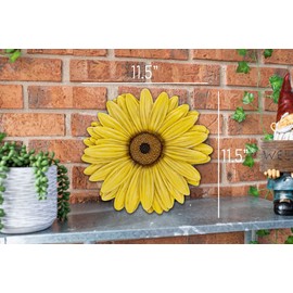 NAT & Jules Gerbera Daisy Flower Shaped Dimensional Indoor Outdoor 12 inch Cast Resin Decorative Garden Stepping Stone, Patio, Walkway Sculpture Yard Art, Yellow