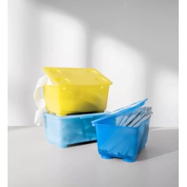 Paäper Art 3 Cajas De Plastico De Colores Para Guardar 17x10x8cm Alto