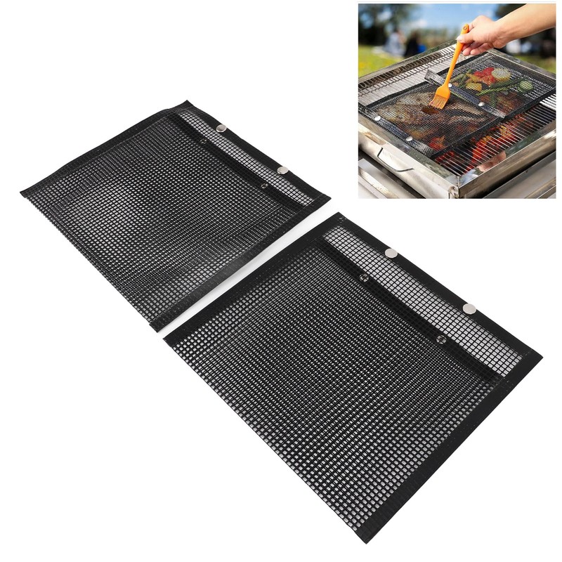 2 Pcs BBQ Mesh Grill Bags Reusable Glass Fibre Heat